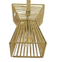 GLOBOSTAR® ROUGE 01611 Boho Κρεμαστό Φωτιστικό Οροφής με Ντουί 1 x E27 AC 220-240V IP20 - Μπεζ - Μ21 x Π21 x Y27cm