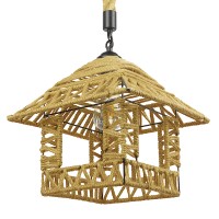 GLOBOSTAR® SPIKY 01613 Boho Κρεμαστό Φωτιστικό Οροφής με Ντουί 1 x E27 AC 220-240V IP20 - Μπεζ - Μ43 x Π43 x Y28cm