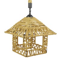 GLOBOSTAR® SPIKY 01613 Boho Κρεμαστό Φωτιστικό Οροφής με Ντουί 1 x E27 AC 220-240V IP20 - Μπεζ - Μ43 x Π43 x Y28cm