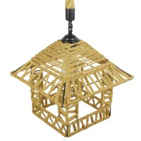 GLOBOSTAR® SPIKY 01613 Boho Κρεμαστό Φωτιστικό Οροφής με Ντουί 1 x E27 AC 220-240V IP20 - Μπεζ - Μ43 x Π43 x Y28cm