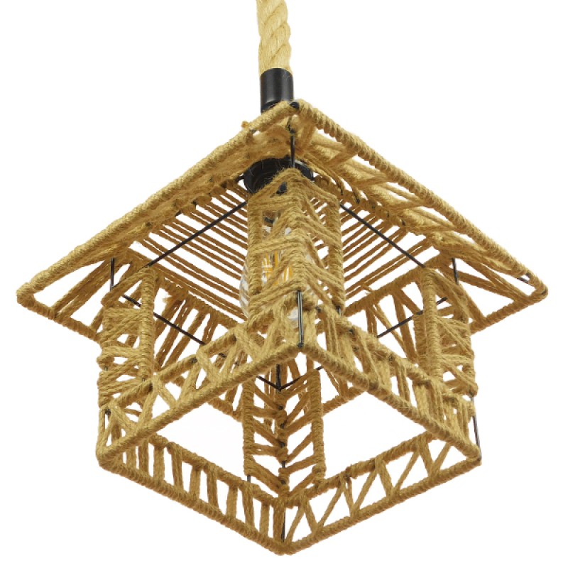 GLOBOSTAR® SPIKY 01613 Boho Κρεμαστό Φωτιστικό Οροφής με Ντουί 1 x E27 AC 220-240V IP20 - Μπεζ - Μ43 x Π43 x Y28cm