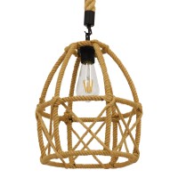 GLOBOSTAR® TELAN 01615 Vintage Κρεμαστό Φωτιστικό Οροφής με Ντουί 1 x E27 AC 220-240V IP20 - Μπεζ - Μ30 x Π30 x Υ38cm