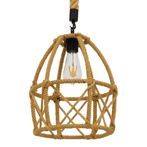GLOBOSTAR® TELAN 01615 Vintage Κρεμαστό Φωτιστικό Οροφής με Ντουί 1 x E27 AC 220-240V IP20 - Μπεζ - Μ30 x Π30 x Υ38cm