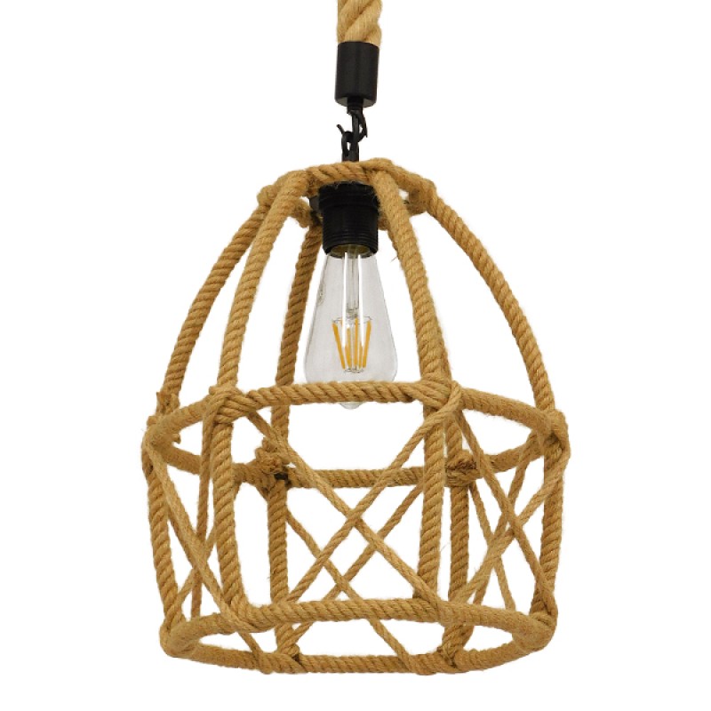 GLOBOSTAR® TELAN 01615 Vintage Κρεμαστό Φωτιστικό Οροφής με Ντουί 1 x E27 AC 220-240V IP20 - Μπεζ - Μ30 x Π30 x Υ38cm