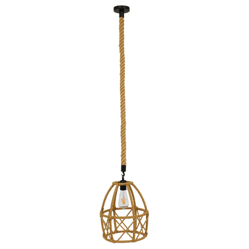 GLOBOSTAR® TELAN 01615 Vintage Κρεμαστό Φωτιστικό Οροφής με Ντουί 1 x E27 AC 220-240V IP20 - Μπεζ - Μ30 x Π30 x Υ38cm