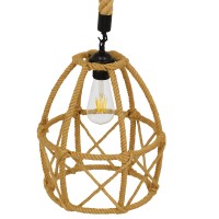 GLOBOSTAR® TELAN 01615 Vintage Κρεμαστό Φωτιστικό Οροφής με Ντουί 1 x E27 AC 220-240V IP20 - Μπεζ - Μ30 x Π30 x Υ38cm