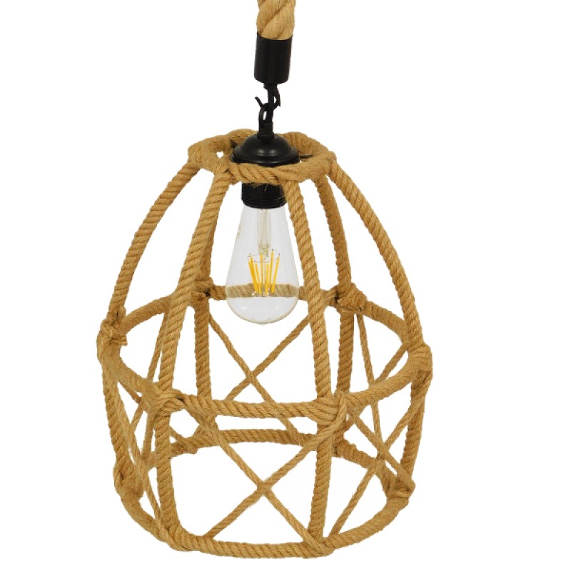 GLOBOSTAR® TELAN 01615 Vintage Κρεμαστό Φωτιστικό Οροφής με Ντουί 1 x E27 AC 220-240V IP20 - Μπεζ - Μ30 x Π30 x Υ38cm