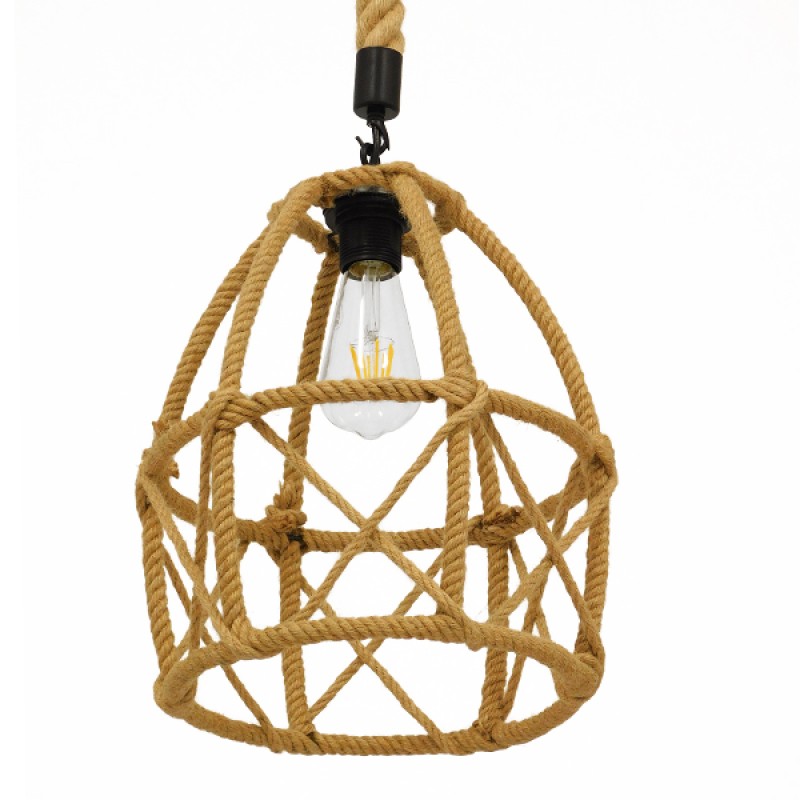 GLOBOSTAR® TELAN 01615 Vintage Κρεμαστό Φωτιστικό Οροφής με Ντουί 1 x E27 AC 220-240V IP20 - Μπεζ - Μ30 x Π30 x Υ38cm