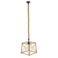 GLOBOSTAR® POLISHED 01616 Vintage Κρεμαστό Φωτιστικό Οροφής με Ντουί 1 x E27 AC 220-240V IP20 - Μαύρο & Μπεζ - Μ30 x Π30 x Υ30cm