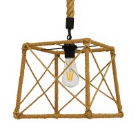 GLOBOSTAR® POLISHED 01616 Vintage Κρεμαστό Φωτιστικό Οροφής με Ντουί 1 x E27 AC 220-240V IP20 - Μαύρο & Μπεζ - Μ30 x Π30 x Υ30cm