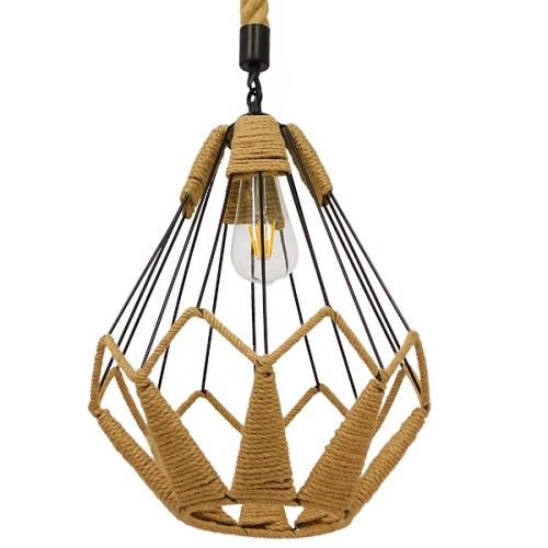 GLOBOSTAR® CONICAL 01617 Vintage Κρεμαστό Φωτιστικό Οροφής με Ντουί 1 x E27 AC 220-240V IP20 - Μαύρο & Μπεζ - Μ30 x Π30 x Υ40cm