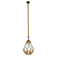 GLOBOSTAR® CONICAL 01617 Vintage Κρεμαστό Φωτιστικό Οροφής με Ντουί 1 x E27 AC 220-240V IP20 - Μαύρο & Μπεζ - Μ30 x Π30 x Υ40cm