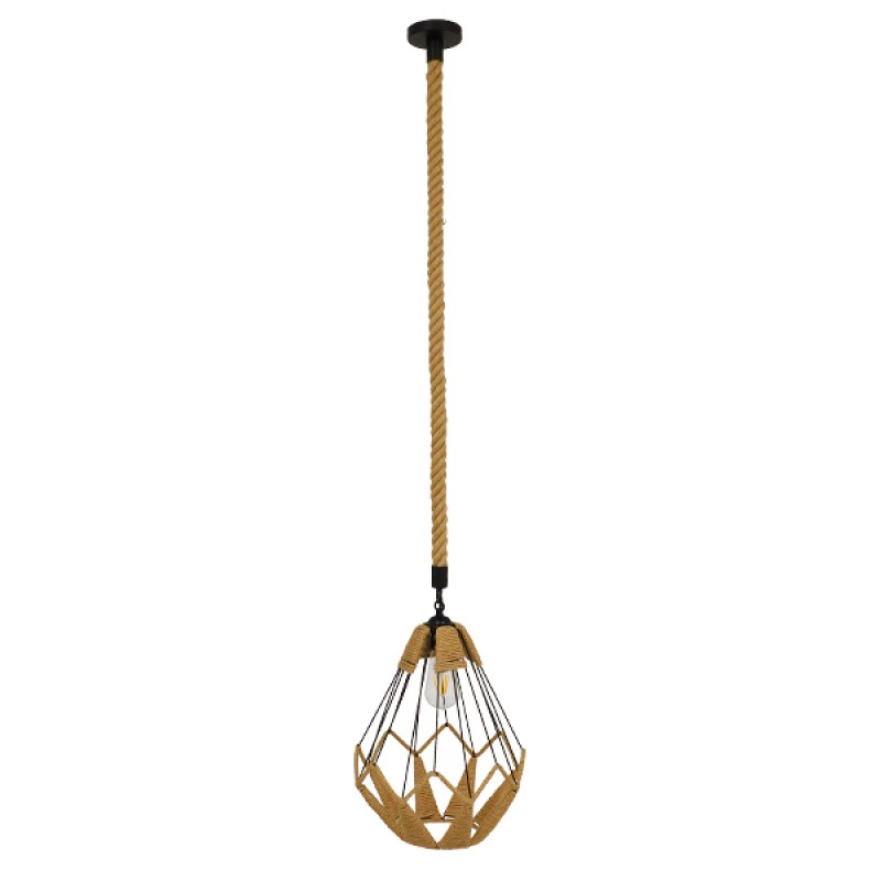 GLOBOSTAR® CONICAL 01617 Vintage Κρεμαστό Φωτιστικό Οροφής με Ντουί 1 x E27 AC 220-240V IP20 - Μαύρο & Μπεζ - Μ30 x Π30 x Υ40cm