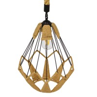 GLOBOSTAR® CONICAL 01617 Vintage Κρεμαστό Φωτιστικό Οροφής με Ντουί 1 x E27 AC 220-240V IP20 - Μαύρο & Μπεζ - Μ30 x Π30 x Υ40cm