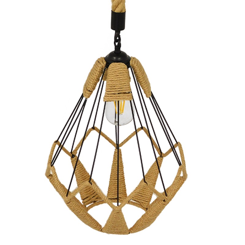 GLOBOSTAR® CONICAL 01617 Vintage Κρεμαστό Φωτιστικό Οροφής με Ντουί 1 x E27 AC 220-240V IP20 - Μαύρο & Μπεζ - Μ30 x Π30 x Υ40cm