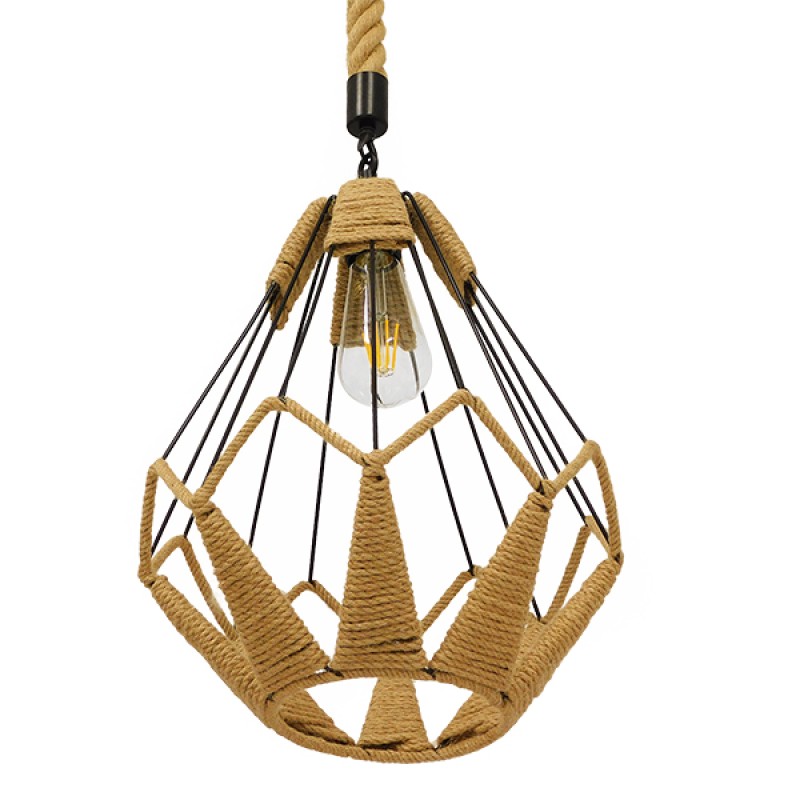 GLOBOSTAR® CONICAL 01617 Vintage Κρεμαστό Φωτιστικό Οροφής με Ντουί 1 x E27 AC 220-240V IP20 - Μαύρο & Μπεζ - Μ30 x Π30 x Υ40cm