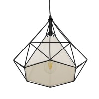 GLOBOSTAR® KAIRI 01618 Μοντέρνο Κρεμαστό Φωτιστικό Οροφής με Ντουί 1 x E27 AC 220-240V IP20 - Μαύρο & Λευκό - Μ38 x Π38 x Υ39cm