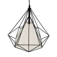 GLOBOSTAR® KAIRI 01618 Μοντέρνο Κρεμαστό Φωτιστικό Οροφής με Ντουί 1 x E27 AC 220-240V IP20 - Μαύρο & Λευκό - Μ38 x Π38 x Υ39cm