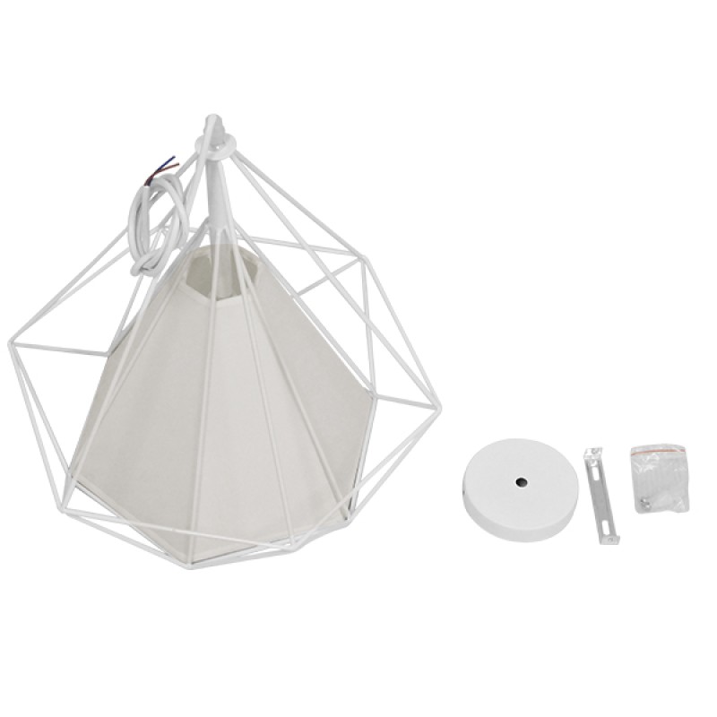 GLOBOSTAR® KAIRI 01619 Μοντέρνο Κρεμαστό Φωτιστικό Οροφής με Ντουί 1 x E27 AC 220-240V IP20 - Λευκό - Μ38 x Π38 x Υ39cm