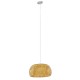 GloboStar® SAN TROPEZ 01626 Vintage Κρεμαστό Φωτιστικό Οροφής Μονόφωτο Καφέ Ξύλινο Bamboo Φ38 x Υ22cm