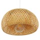 GloboStar® SAN TROPEZ 01626 Vintage Κρεμαστό Φωτιστικό Οροφής Μονόφωτο Καφέ Ξύλινο Bamboo Φ38 x Υ22cm