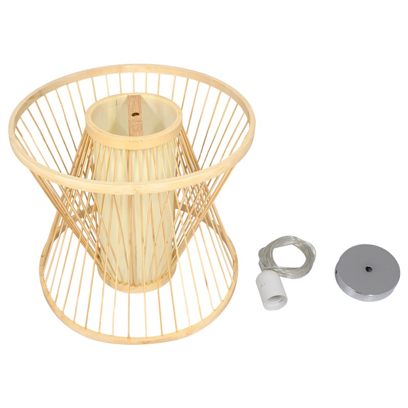 GLOBOSTAR® HIBISCUS 01632 Boho Κρεμαστό Φωτιστικό Οροφής με Ντουί 1 x E27 AC 220-240V IP20 - Μπεζ - Μ35 x Π35 x Y30cm