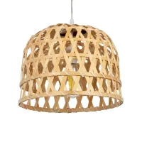 GLOBOSTAR® MANGEA 01634 Boho Κρεμαστό Φωτιστικό Οροφής με Ντουί 1 x E27 AC 220-240V IP20 - Μπεζ - Μ32 x Π32 x Υ30cm