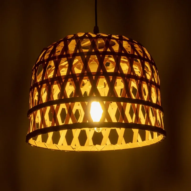GLOBOSTAR® MANGEA 01634 Boho Κρεμαστό Φωτιστικό Οροφής με Ντουί 1 x E27 AC 220-240V IP20 - Μπεζ - Μ32 x Π32 x Υ30cm