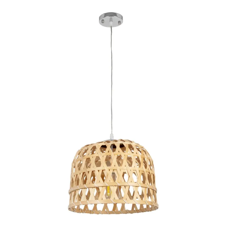 GLOBOSTAR® MANGEA 01634 Boho Κρεμαστό Φωτιστικό Οροφής με Ντουί 1 x E27 AC 220-240V IP20 - Μπεζ - Μ32 x Π32 x Υ30cm