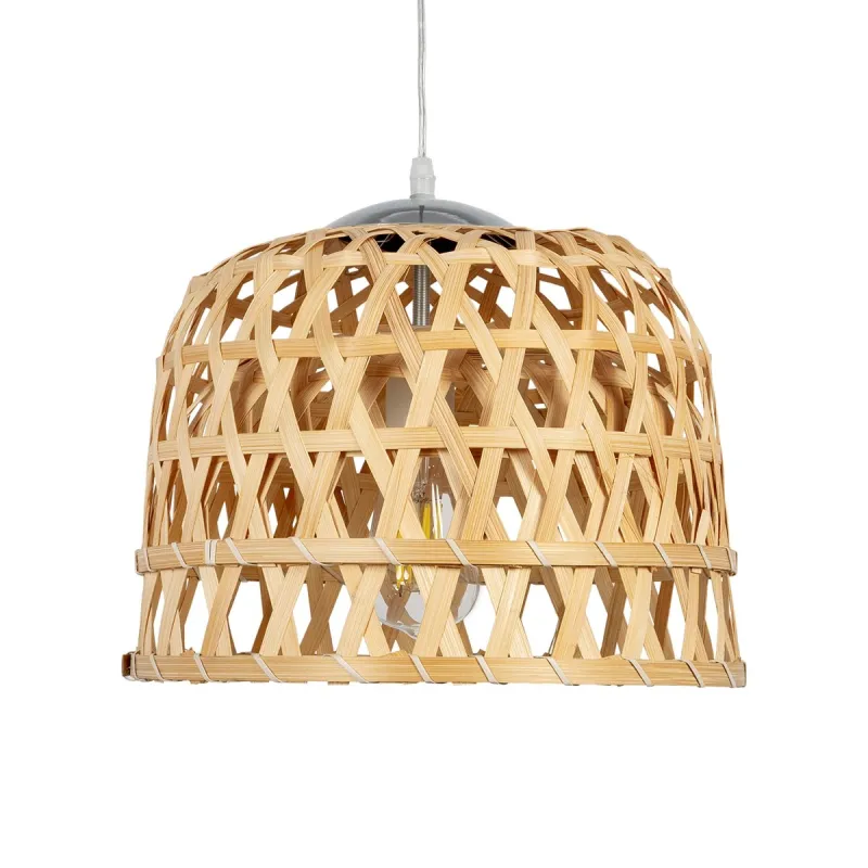 GLOBOSTAR® MANGEA 01634 Boho Κρεμαστό Φωτιστικό Οροφής με Ντουί 1 x E27 AC 220-240V IP20 - Μπεζ - Μ32 x Π32 x Υ30cm