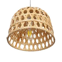 GLOBOSTAR® MANGEA 01634 Boho Κρεμαστό Φωτιστικό Οροφής με Ντουί 1 x E27 AC 220-240V IP20 - Μπεζ - Μ32 x Π32 x Υ30cm