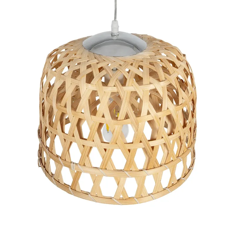 GLOBOSTAR® MANGEA 01634 Boho Κρεμαστό Φωτιστικό Οροφής με Ντουί 1 x E27 AC 220-240V IP20 - Μπεζ - Μ32 x Π32 x Υ30cm