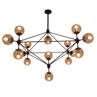 GLOBOSTAR® SENTINEL 01637 Μοντέρνο Φωτιστικό Οροφής με Ντουί 15 x E27 AC 220-240V IP20 - Μαύρο & Μελί - Μ150 x Π150 x Υ115cm