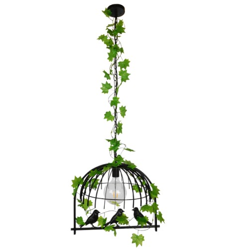 GLOBOSTAR® NEST 01640 Vintage Κρεμαστό Φωτιστικό Οροφής με Ντουί 1 x E27 AC 220-240V IP20 - Μαύρο & Πράσινο - Μ48 x Π38 x Υ40cm