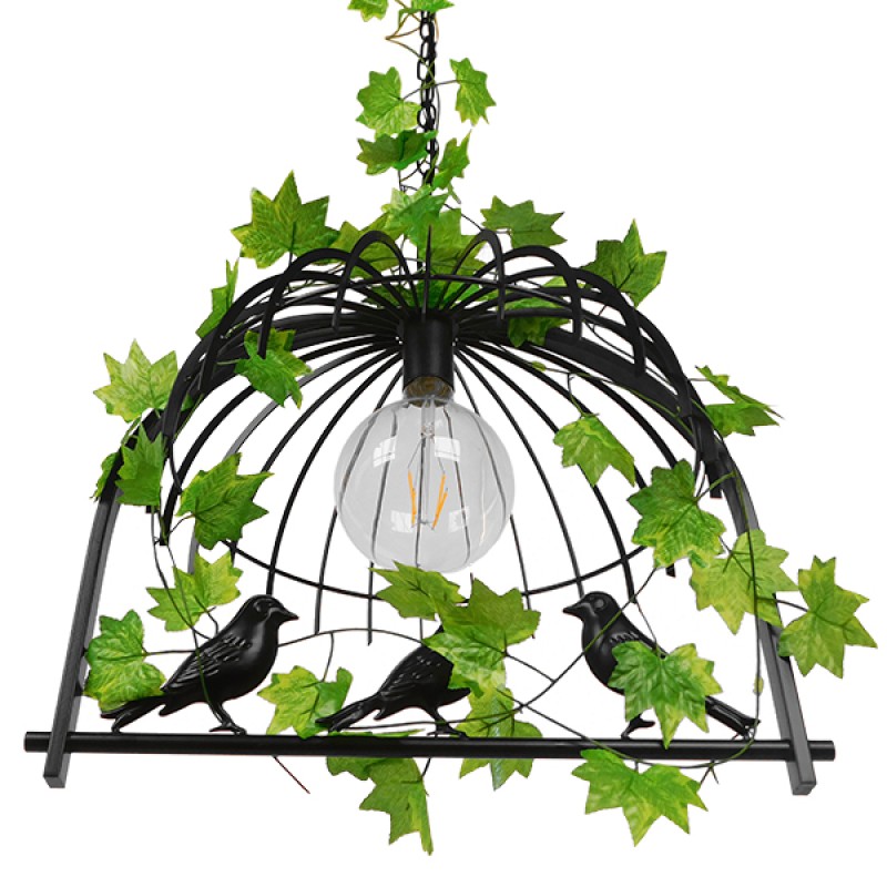 GLOBOSTAR® NEST 01640 Vintage Κρεμαστό Φωτιστικό Οροφής με Ντουί 1 x E27 AC 220-240V IP20 - Μαύρο & Πράσινο - Μ48 x Π38 x Υ40cm
