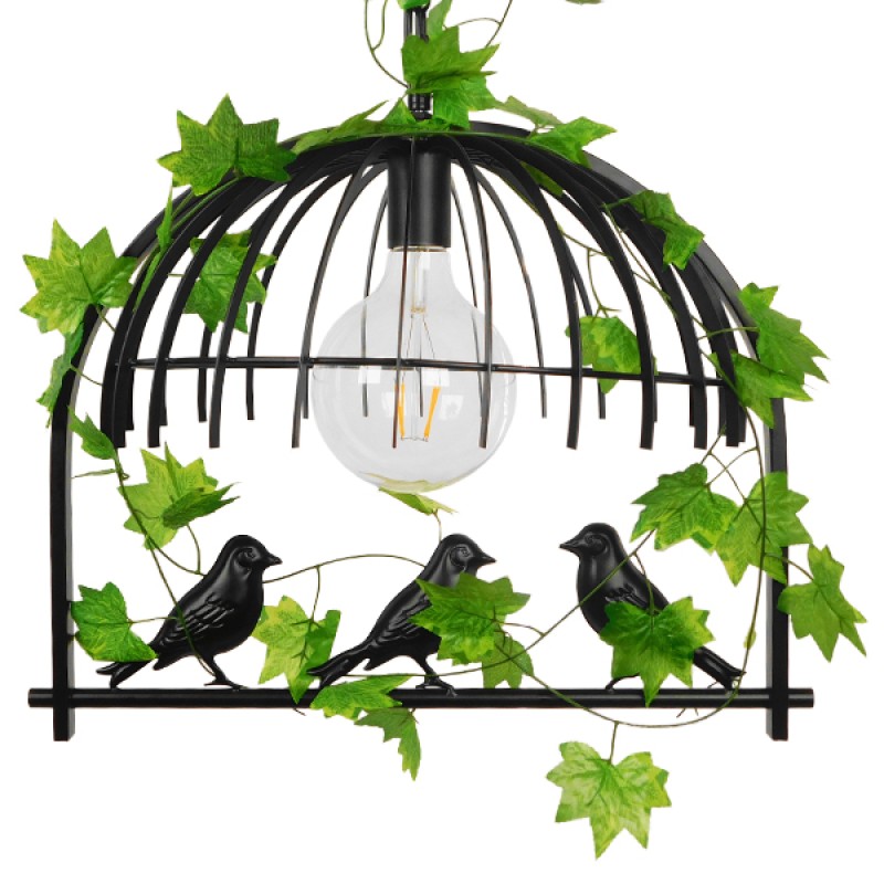 GLOBOSTAR® NEST 01640 Vintage Κρεμαστό Φωτιστικό Οροφής με Ντουί 1 x E27 AC 220-240V IP20 - Μαύρο & Πράσινο - Μ48 x Π38 x Υ40cm