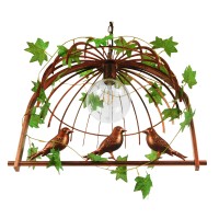 GLOBOSTAR® NEST 01642 Vintage Κρεμαστό Φωτιστικό Οροφής με Ντουί 1 x E27 AC 220-240V IP20 - Χάλκινο & Πράσινο - Μ48 x Π38 x Y40cm