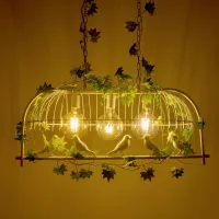 GLOBOSTAR® NEST 01647 Vintage Κρεμαστό Φωτιστικό Οροφής με Ντουί 3 x E27 AC 220-240V IP20 - Λευκό & Πράσινο - Μ86 x Π38 x Y37cm