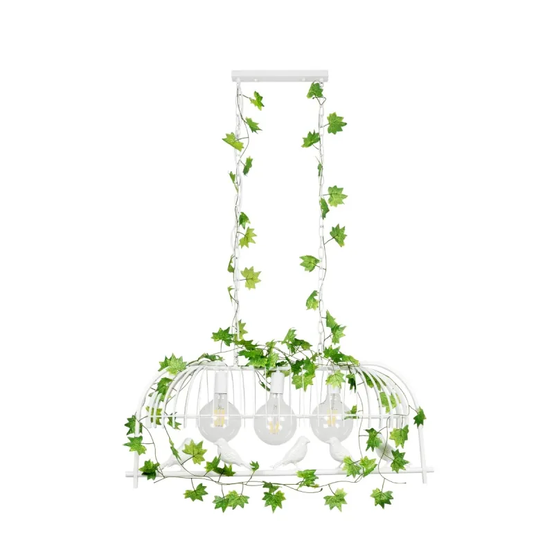 GLOBOSTAR® NEST 01647 Vintage Κρεμαστό Φωτιστικό Οροφής με Ντουί 3 x E27 AC 220-240V IP20 - Λευκό & Πράσινο - Μ86 x Π38 x Y37cm