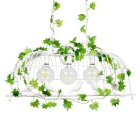 GLOBOSTAR® NEST 01647 Vintage Κρεμαστό Φωτιστικό Οροφής με Ντουί 3 x E27 AC 220-240V IP20 - Λευκό & Πράσινο - Μ86 x Π38 x Y37cm