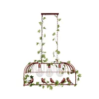 GLOBOSTAR® NEST 01648 Vintage Κρεμαστό Φωτιστικό Οροφής με Ντουί 3 x E27 AC 220-240V IP20 - Χάλκινο & Πράσινο - Μ85.5 x Π37.5 x Y38cm