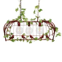 GLOBOSTAR® NEST 01648 Vintage Κρεμαστό Φωτιστικό Οροφής με Ντουί 3 x E27 AC 220-240V IP20 - Χάλκινο & Πράσινο - Μ85.5 x Π37.5 x Y38cm