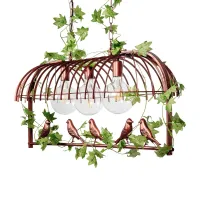 GLOBOSTAR® NEST 01648 Vintage Κρεμαστό Φωτιστικό Οροφής με Ντουί 3 x E27 AC 220-240V IP20 - Χάλκινο & Πράσινο - Μ85.5 x Π37.5 x Y38cm