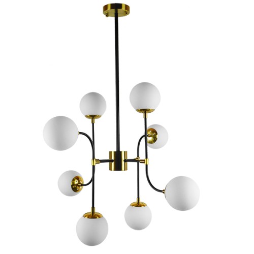 GLOBOSTAR® STARDUST 01649 Vintage Φωτιστικό Οροφής με Ντουί 8 x E27 AC 220-240V IP20 - Μαύρο & Χρυσό - Μ75 x Π75 x Υ100cm