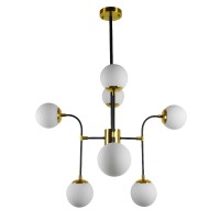 GLOBOSTAR® STARDUST 01649 Vintage Φωτιστικό Οροφής με Ντουί 8 x E27 AC 220-240V IP20 - Μαύρο & Χρυσό - Μ75 x Π75 x Υ100cm