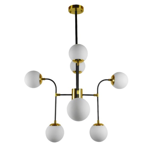 GLOBOSTAR® STARDUST 01649 Vintage Φωτιστικό Οροφής με Ντουί 8 x E27 AC 220-240V IP20 - Μαύρο & Χρυσό - Μ75 x Π75 x Υ100cm
