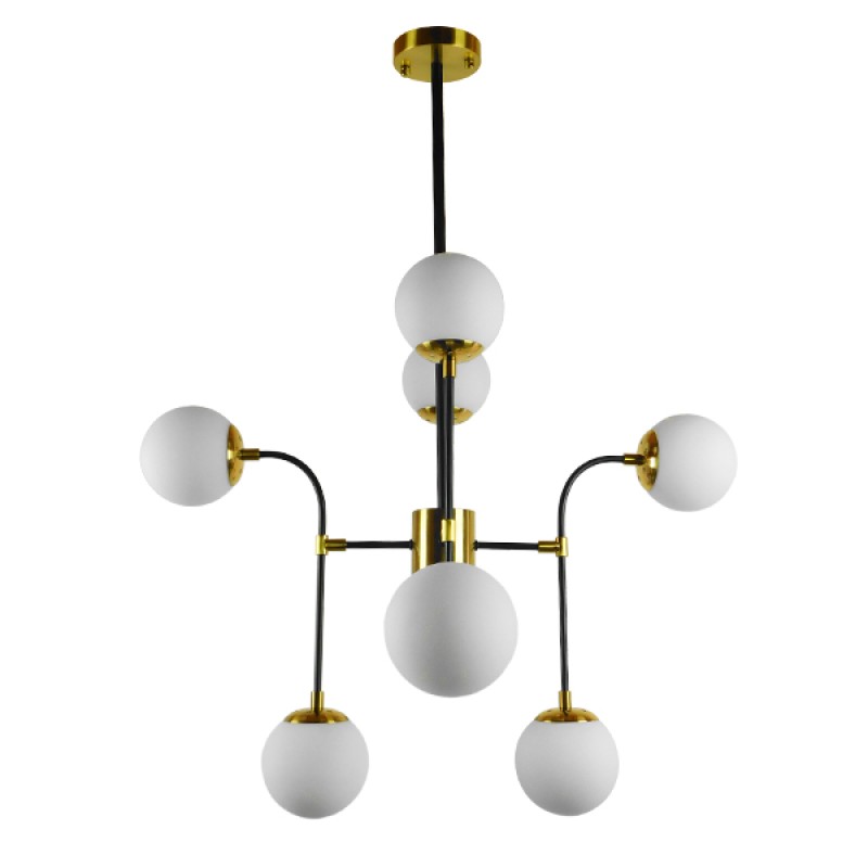 GLOBOSTAR® STARDUST 01649 Vintage Φωτιστικό Οροφής με Ντουί 8 x E27 AC 220-240V IP20 - Μαύρο & Χρυσό - Μ75 x Π75 x Υ100cm