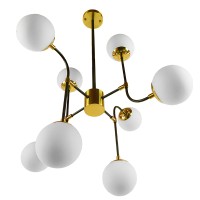 GLOBOSTAR® STARDUST 01649 Vintage Φωτιστικό Οροφής με Ντουί 8 x E27 AC 220-240V IP20 - Μαύρο & Χρυσό - Μ75 x Π75 x Υ100cm