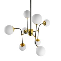 GLOBOSTAR® STARDUST 01649 Vintage Φωτιστικό Οροφής με Ντουί 8 x E27 AC 220-240V IP20 - Μαύρο & Χρυσό - Μ75 x Π75 x Υ100cm