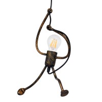 GLOBOSTAR® LITTLE MAN 01653 Μοντέρνο Κρεμαστό Φωτιστικό Οροφής με Ντουί 1 x E27 AC 220-240V IP20 - Χάλκινο - Μ20 x Π20 x Υ40cm